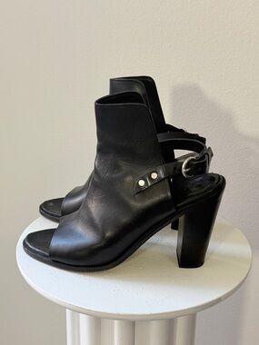 Rag and Bone Black Leather Open-Toe Block Heel Sandals
